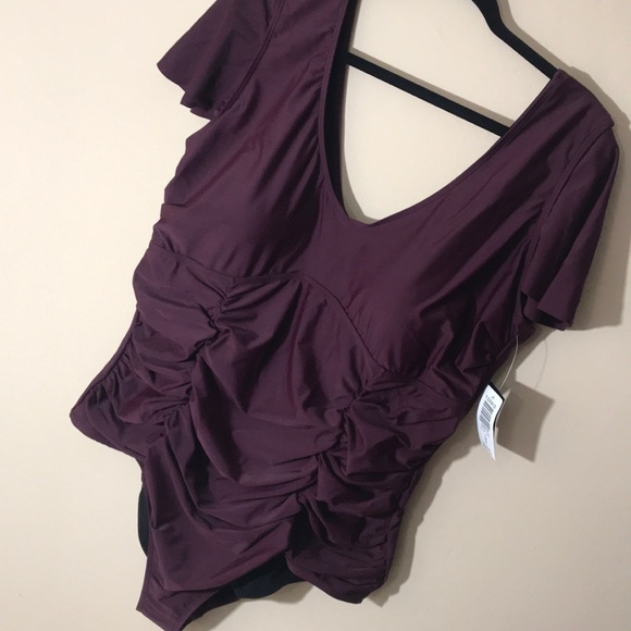 Torrid swimsuit grape purple flutter sleeve - Picture 7 of 13